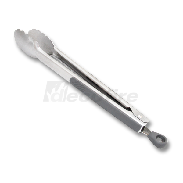 Grillzange aus Edelstahl mit Softgriffen in grau Edelstahl Grillzange mit Softgriffen grau