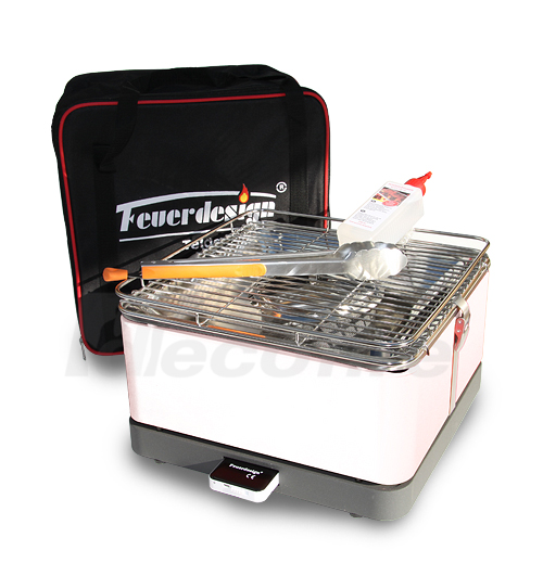 rauchfreier Holzkohle Tischgrill Teide in cremeweiss im Spar Set 1
