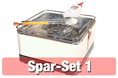 TEIDE rauchfreier Tischgrill im Spar-Set 1 - cremeweiss
