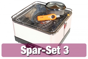 TEIDE rauchfreier Tischgrill im Spar-Set 3 - weiss